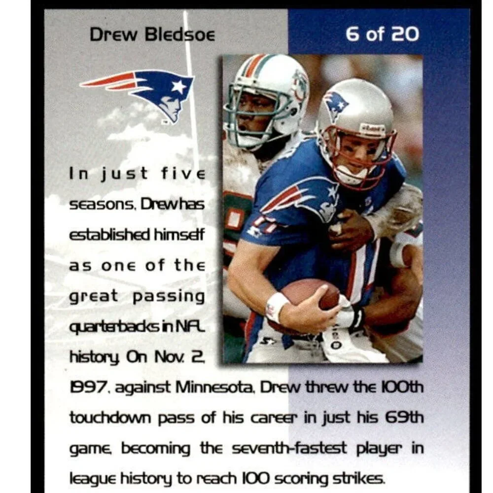 1998 Leaf Rookies & Stars #6 Drew Bledsoe Touchdown Club #1408/5000 Patriots